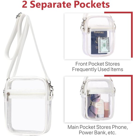 Clear Bag for Stadium Events - Small Clear Purses for Women Crossbody Messenger - Picture 7 of 9